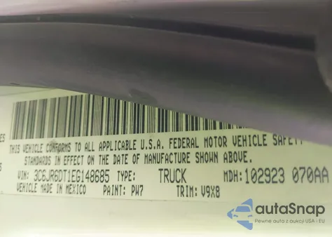 2014 Ram 1500 Tradesman z USA, uszkodzony, nr VIN 3C6JR6DT1EG148685